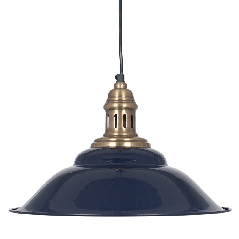 Macchiato Navy and Antique Brass Metal Cafe Pendant