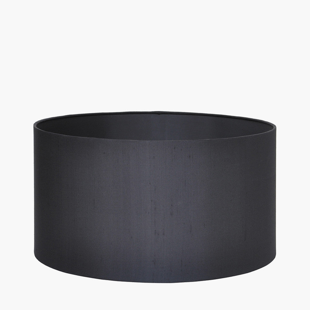 Zara 40cm Black Silk Cylinder Drum Shade for sale - Woodcock and Cavendish