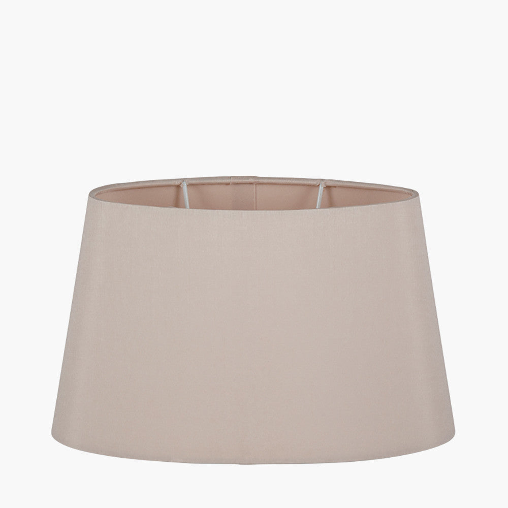 Martha 50cm Taupe Oval Ellipse Polysilk Tapered Shade for sale - Woodcock and Cavendish
