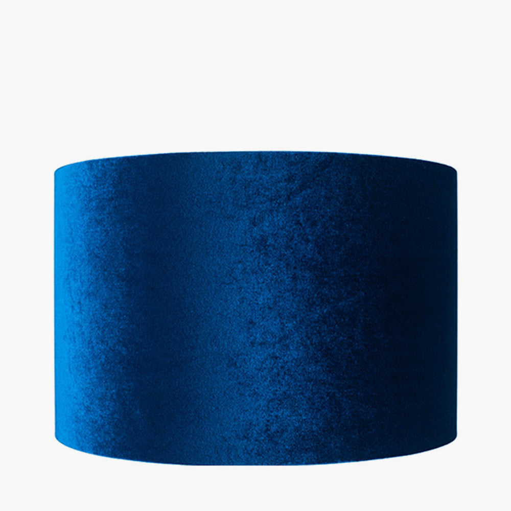 Bow 45cm Sapphire Velvet Cylinder Shade for sale - Woodcock and Cavendish