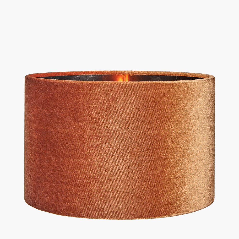Bow 25cm Tobacco Velvet Cylinder Shade for sale - Woodcock and Cavendish