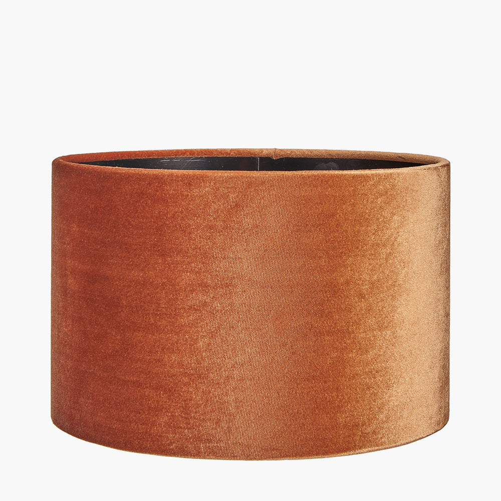 Bow 25cm Tobacco Velvet Cylinder Shade for sale - Woodcock and Cavendish