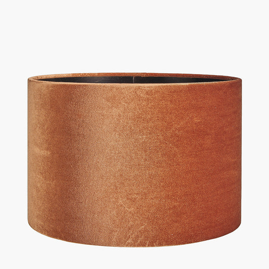 Bow 30cm Tobacco Velvet Cylinder Shade for sale - Woodcock and Cavendish