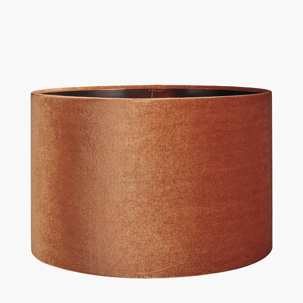 Bow 35cm Tobacco Velvet Cylinder Shade for sale - Woodcock and Cavendish