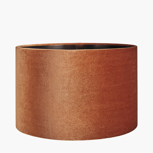 Bow 35cm Tobacco Velvet Cylinder Shade for sale - Woodcock and Cavendish
