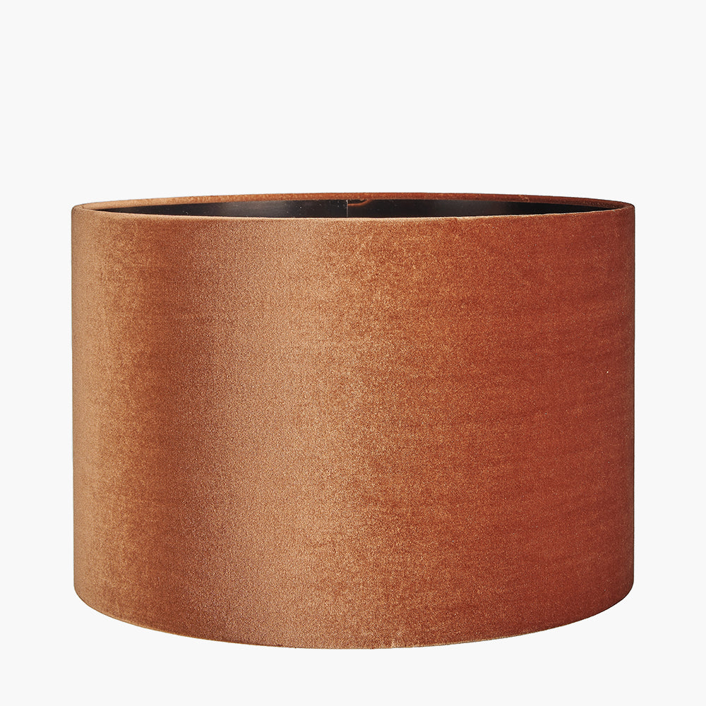 Bow 40cm Tobacco Velvet Cylinder Shade for sale - Woodcock and Cavendish