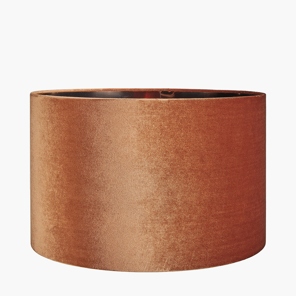 Bow 45cm Tobacco Velvet Cylinder Shade for sale - Woodcock and Cavendish