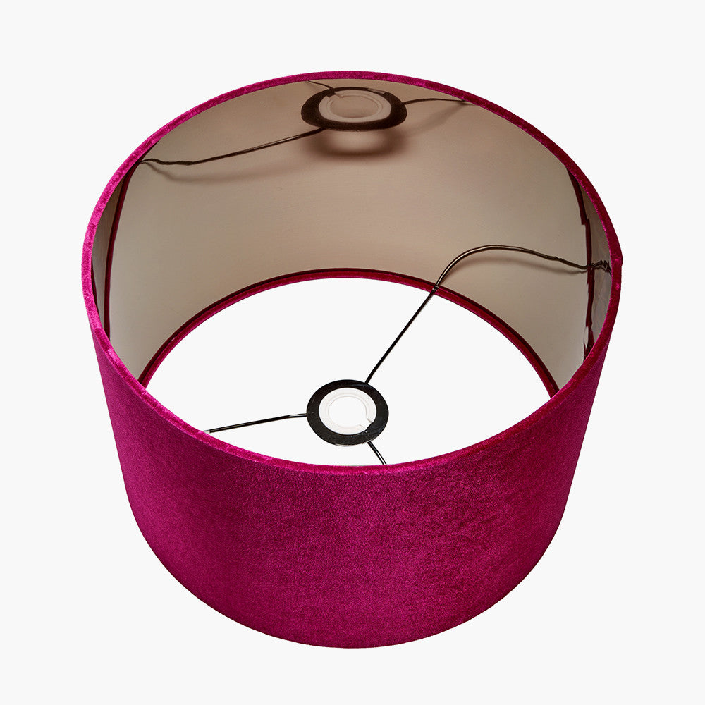 Bow 40cm Raspberry Velvet Cylinder Shade for sale - Woodcock and Cavendish