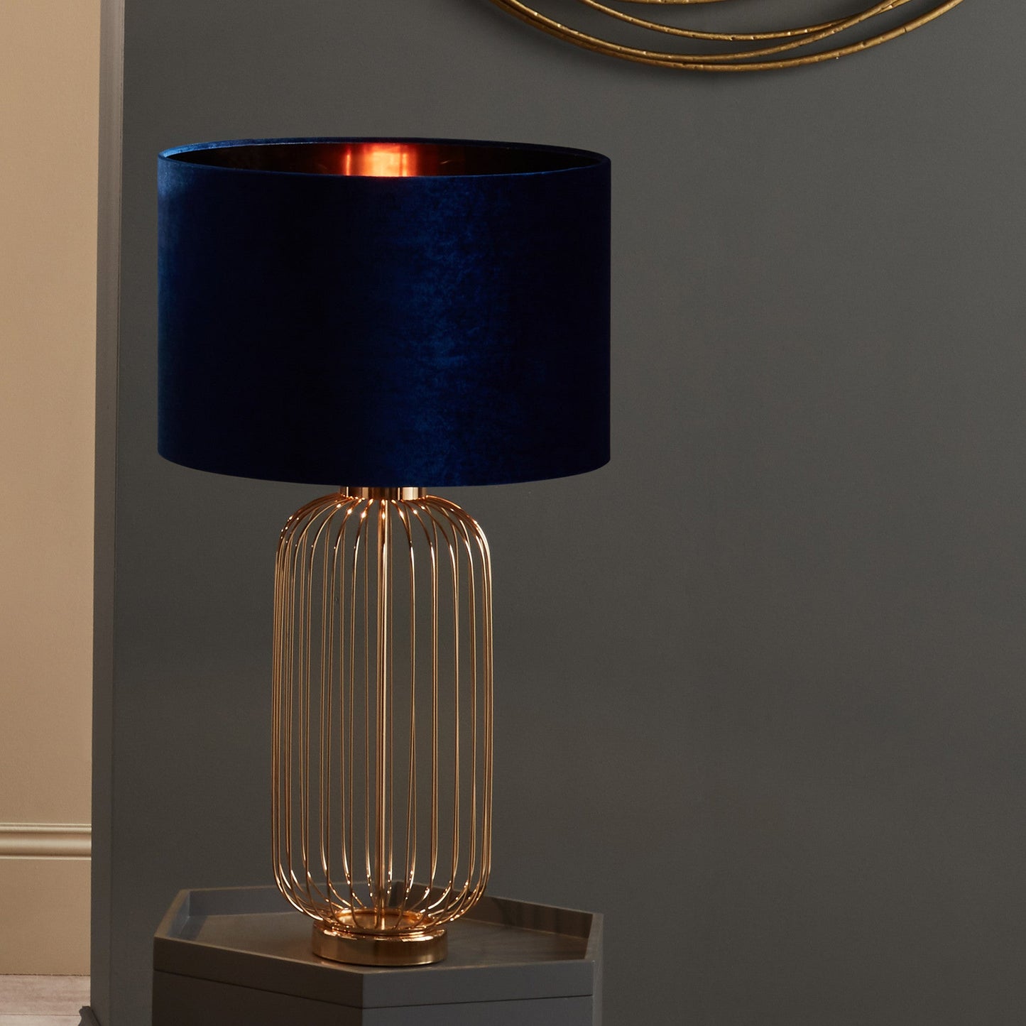 Bow 25cm Sapphire Velvet Cylinder Shade for sale - Woodcock and Cavendish