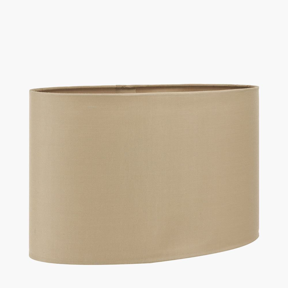 Mia 25cm Taupe Oval Poly Cotton Shade for sale - Woodcock and Cavendish