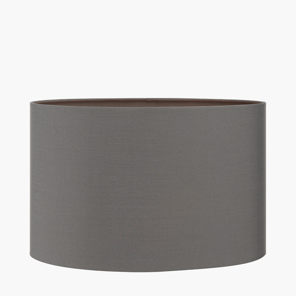 Mia 30cm Steel Grey Oval Poly Cotton Shade for sale - Woodcock and Cavendish