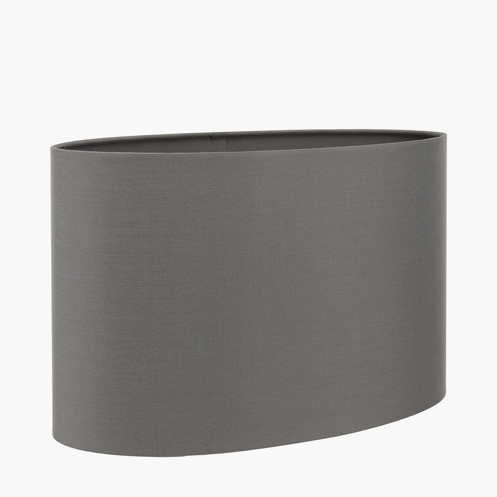 Mia 30cm Steel Grey Oval Poly Cotton Shade for sale - Woodcock and Cavendish