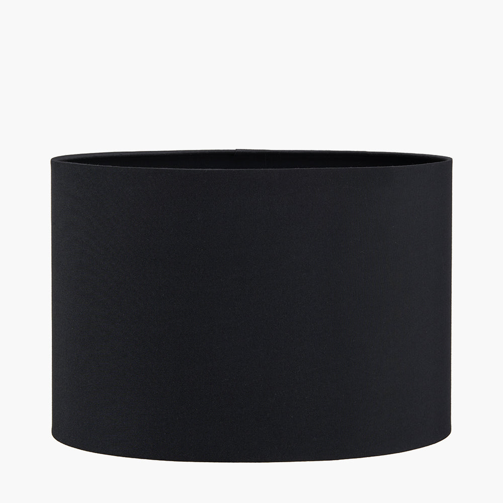 Mia 35cm Black Oval Poly Cotton Shade for sale - Woodcock and Cavendish