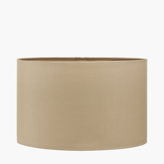 Mia 25cm Taupe Oval Poly Cotton Shade for sale - Woodcock and Cavendish