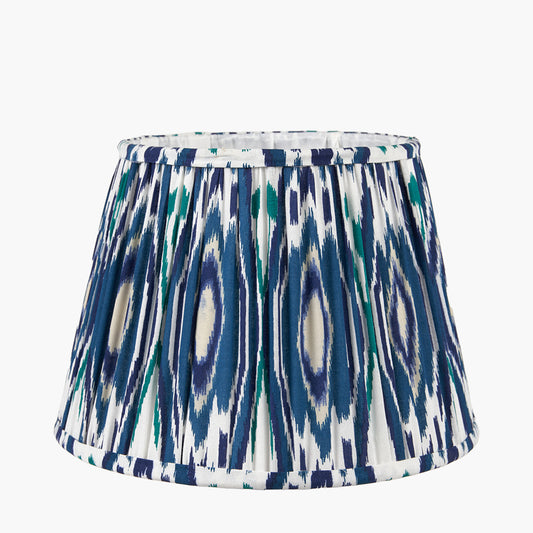 Izara 30cm Ocean Blue Ikat Patterned Gathered Tapered Shade