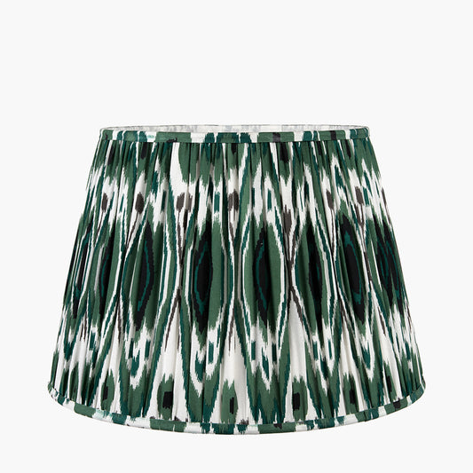 Izara 35cm Racing Green Ikat Patterned Gathered Tapered Shade