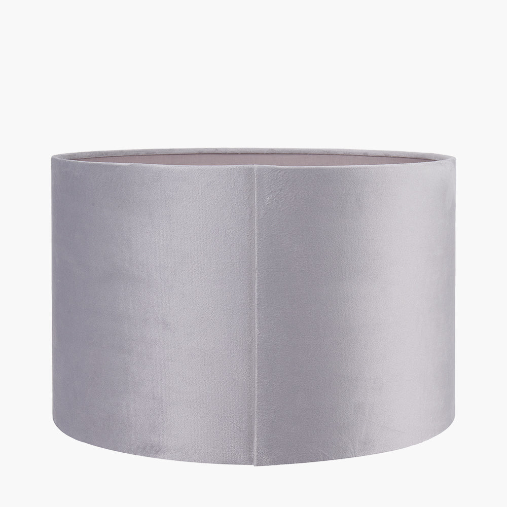 Rene 40cm Light Grey Velvet Cylinder Shade