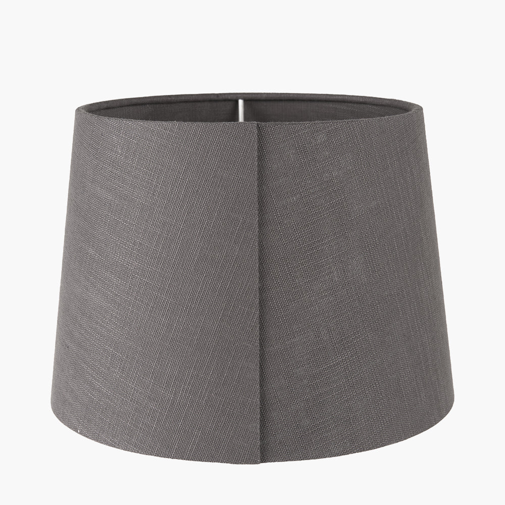 Lys 40cm Steel Grey Self Lined Linen Tapered Cylinder Shade