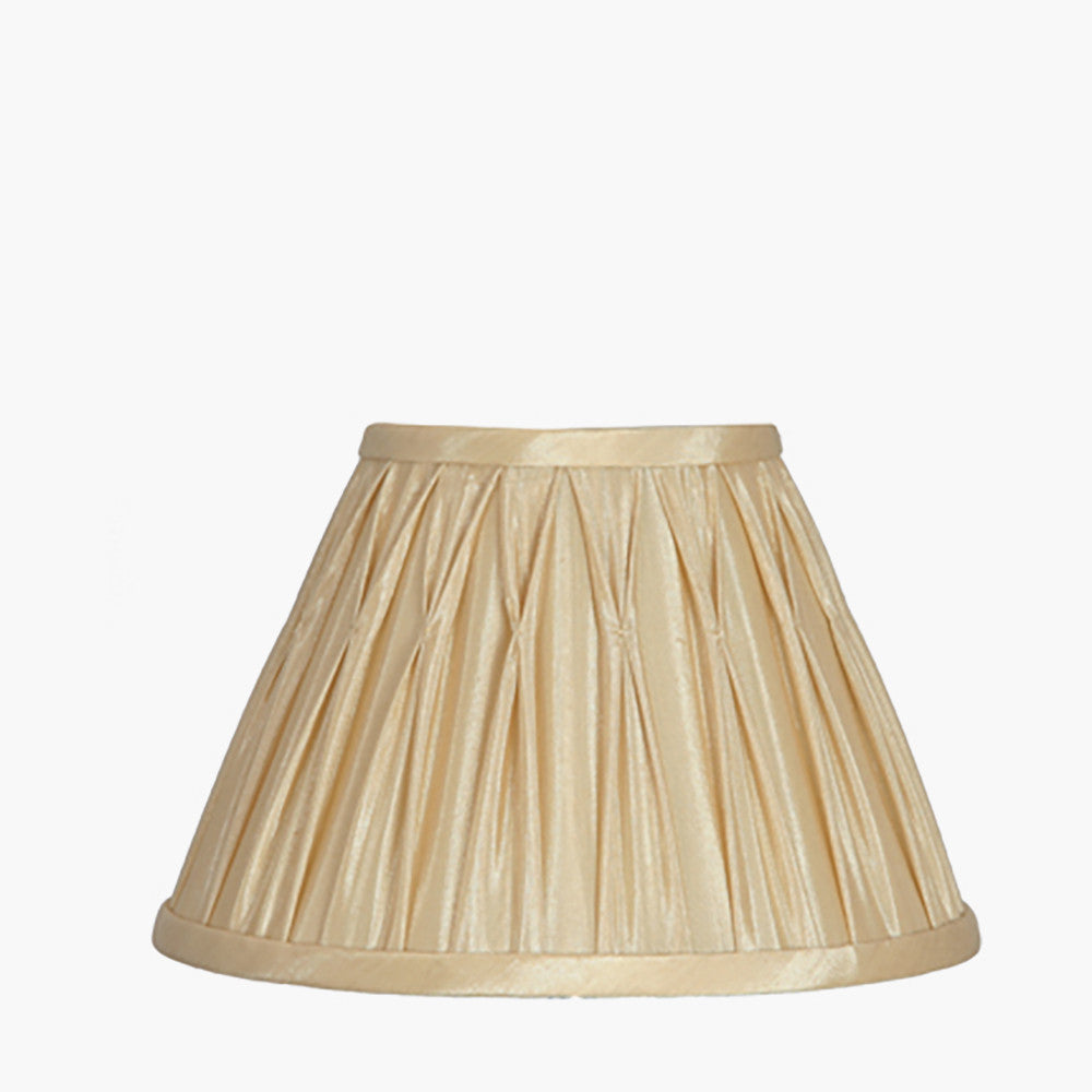Garbo 40cm Gold Polysilk Pinch Pleat Shade for sale - Woodcock and Cavendish