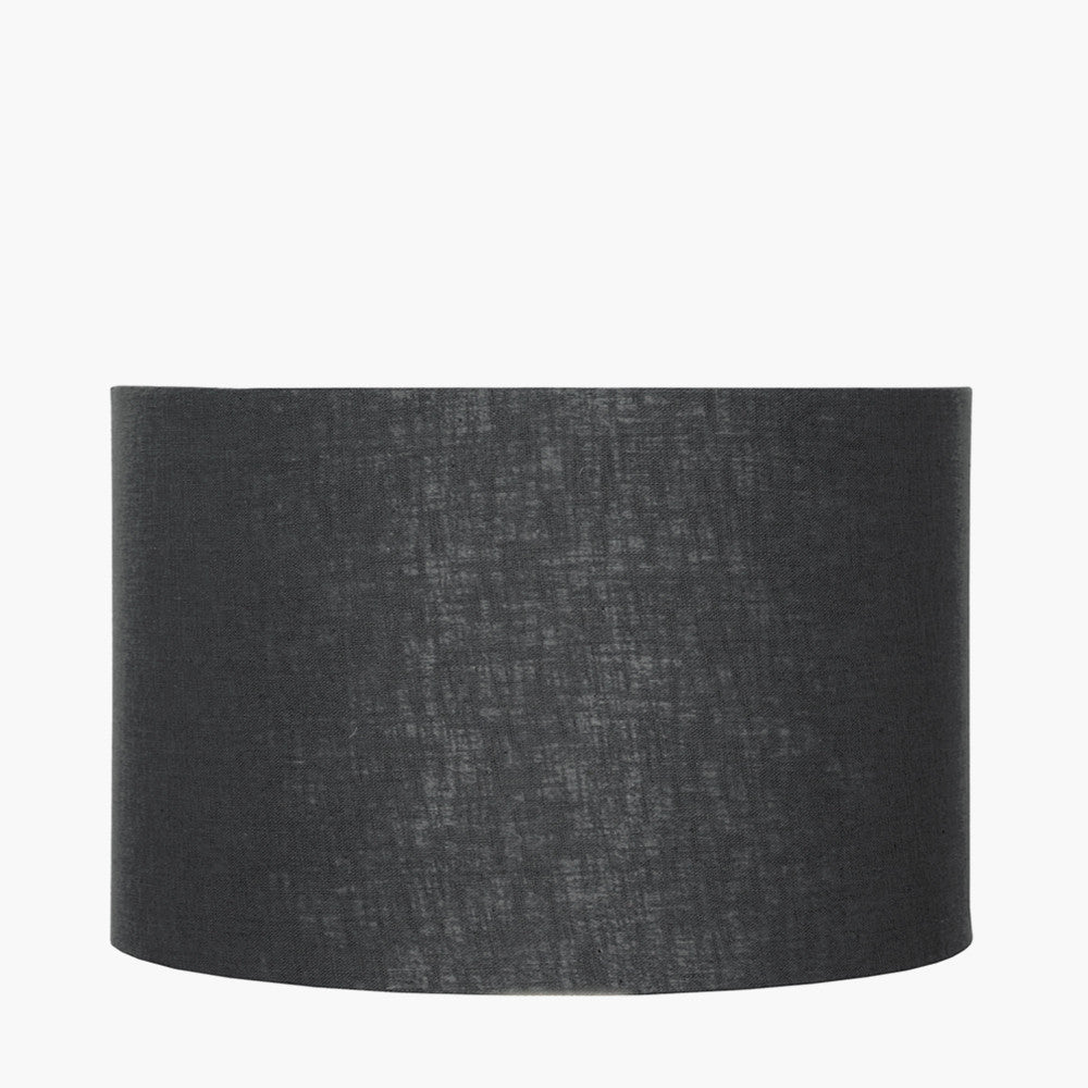 Lino 40cm Black Self Lined Linen Drum Shade for sale - Woodcock and Cavendish
