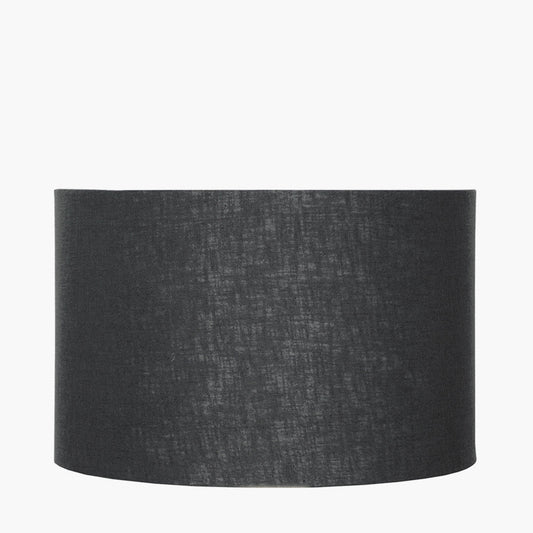 Lino 45cm Black Self Lined Linen Drum Shade for sale - Woodcock and Cavendish
