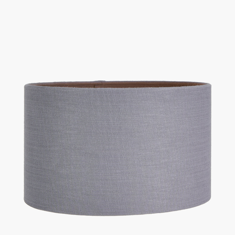 Lino 25cm Steel Grey Self Lined Linen Drum Shade for sale - Woodcock and Cavendish