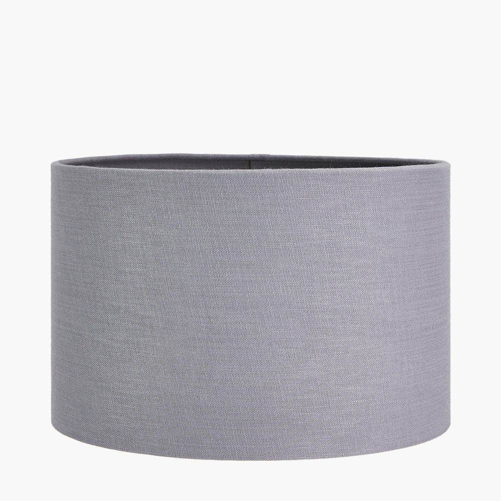 Lino 30cm Steel Grey Self Lined Linen Drum Shade for sale - Woodcock and Cavendish