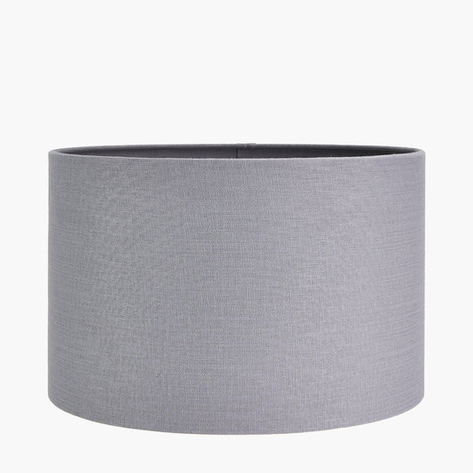 Lino 35cm Steel Grey Self Lined Linen Drum Shade for sale - Woodcock and Cavendish
