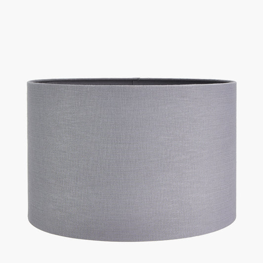 Lino 40cm Steel Grey Self Lined Linen Drum Shade for sale - Woodcock and Cavendish