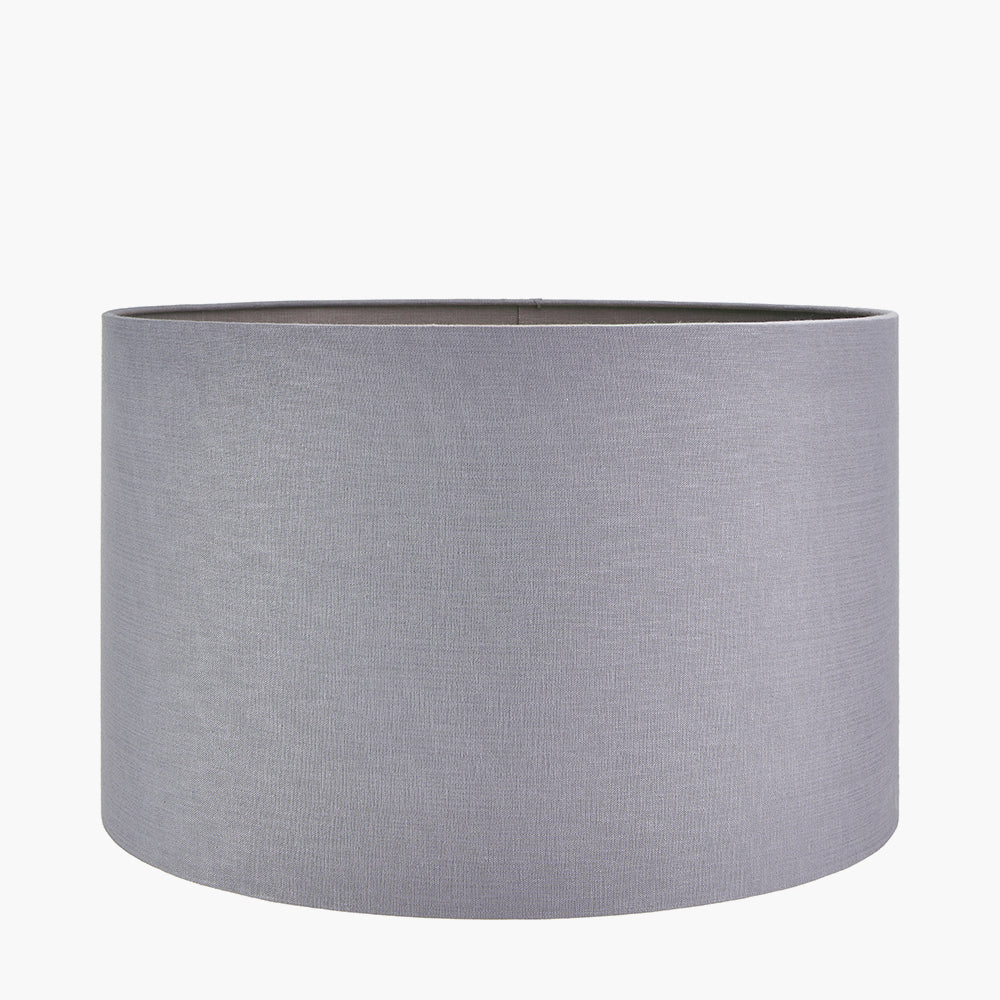 Lino 55cm Steel Grey Self Lined Linen Drum Shade for sale - Woodcock and Cavendish