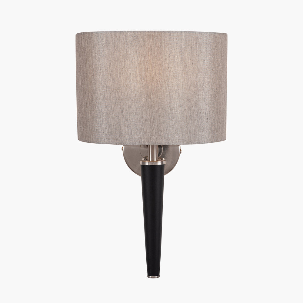 Lowry Brushed Silver and Matt Black Metal Wall Lamp for sale - Woodcock and Cavendish