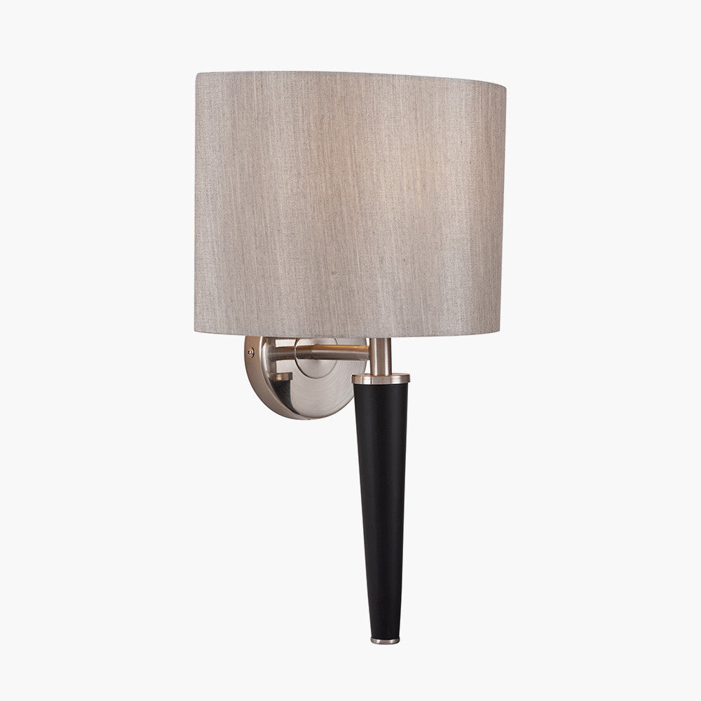 Lowry Brushed Silver and Matt Black Metal Wall Lamp for sale - Woodcock and Cavendish