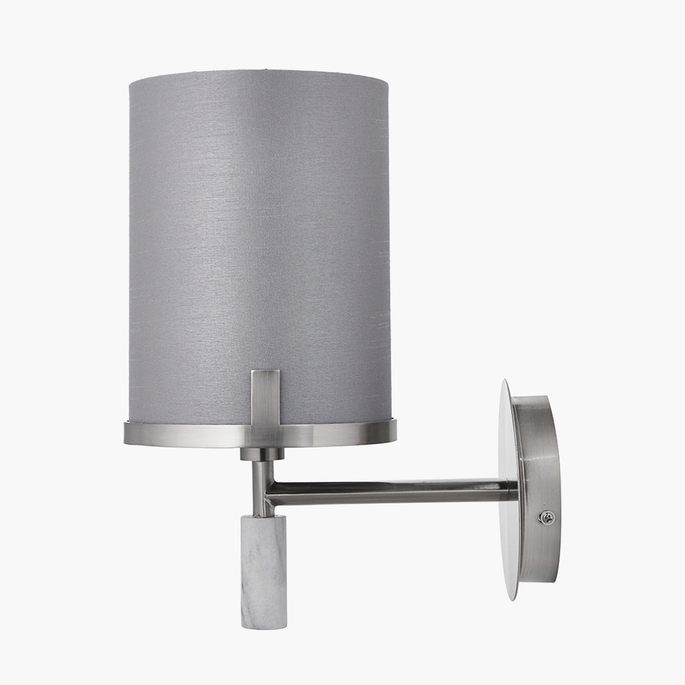 Midland Brushed Nickel and Grey Marble Effect Wall Light for sale - Woodcock and Cavendish