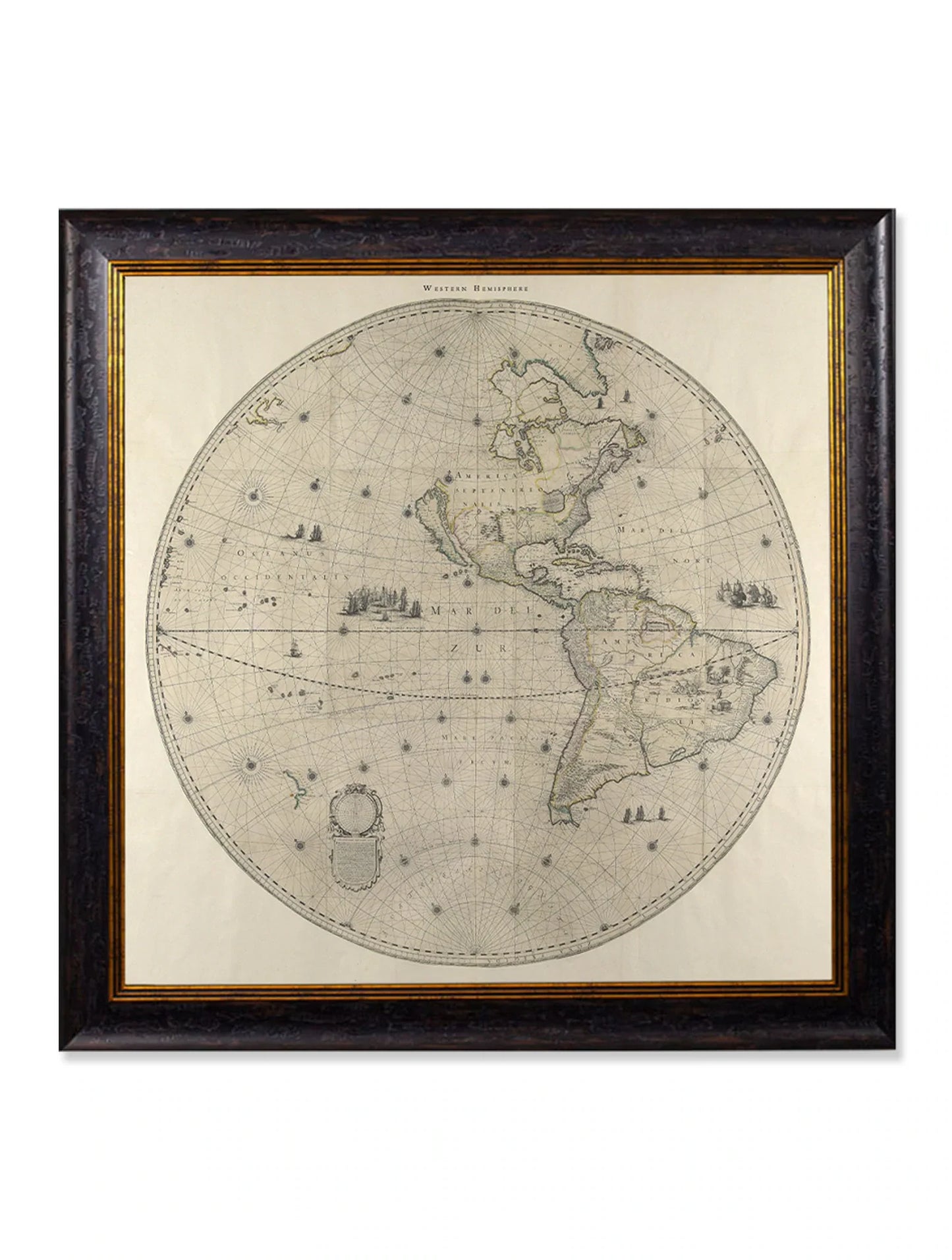 C.1660 Map Of The World In Two Hemispheres Frames for sale - Woodcock and Cavendish
