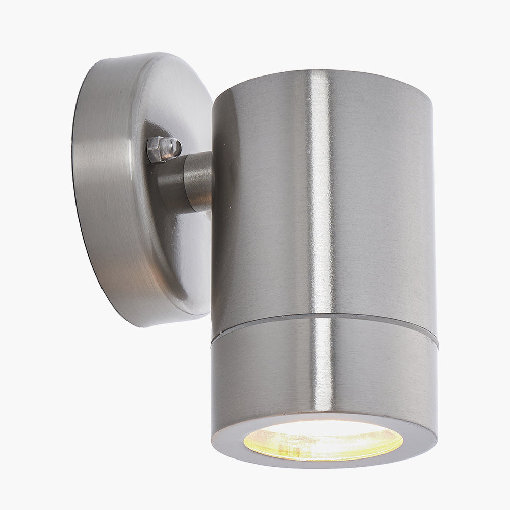 Lantana Brushed Steel Metal Fixed Spot Wall Light for sale - Woodcock and Cavendish