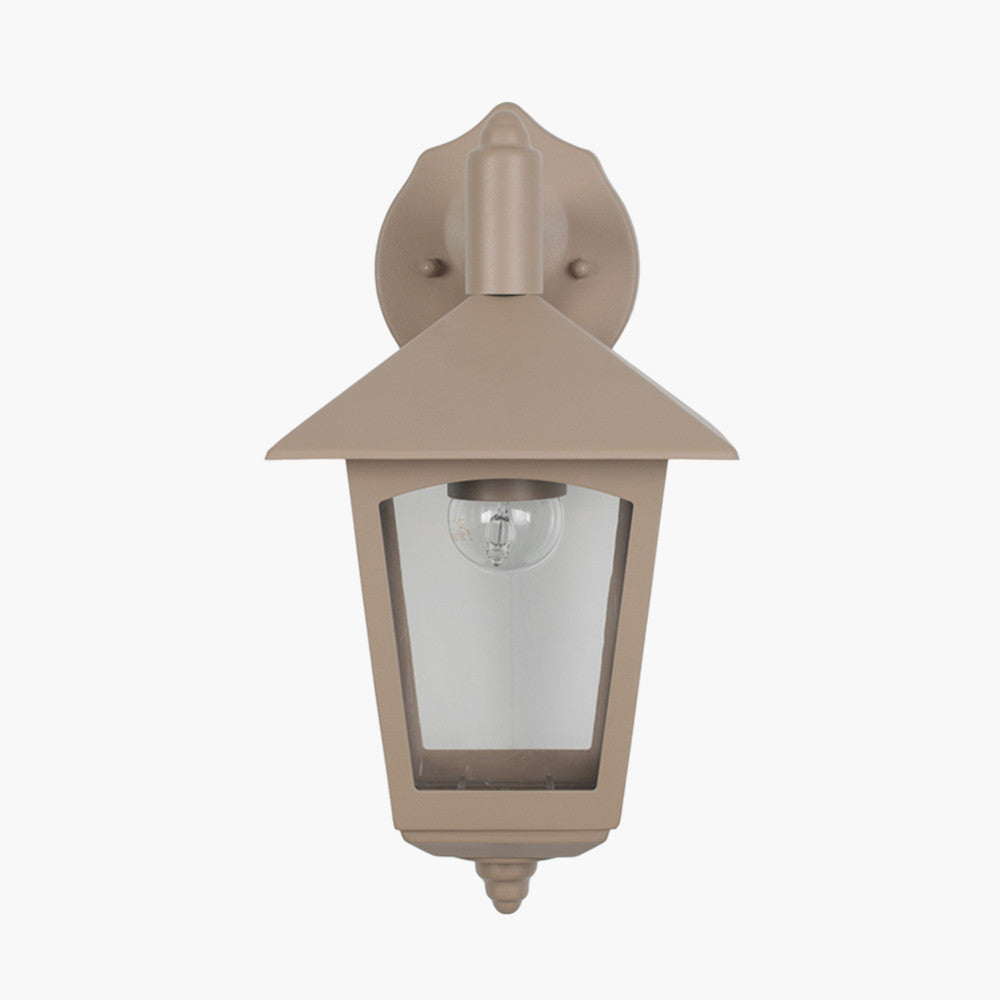 Erica Taupe Metal Panelled Lantern Wall Downlighter for sale - Woodcock and Cavendish