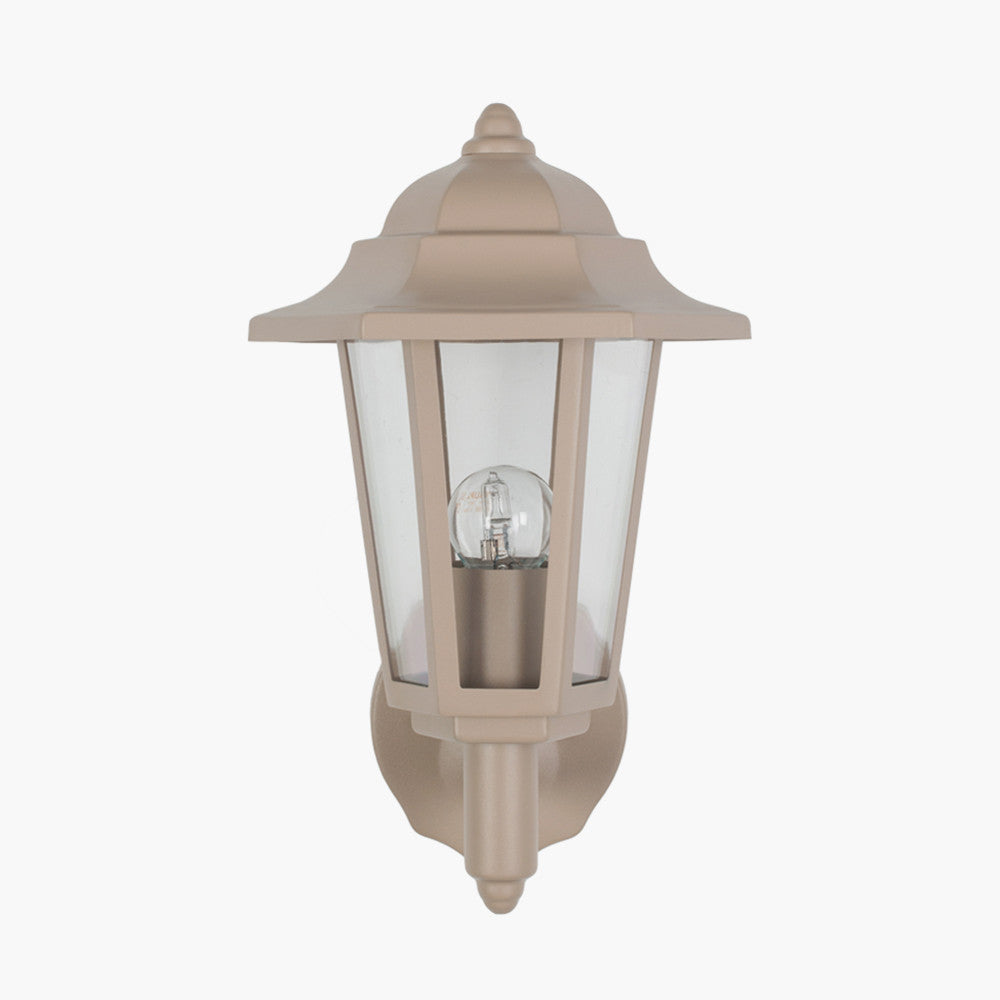 Azalea Taupe Metal Hex Lantern Wall Uplighter for sale - Woodcock and Cavendish