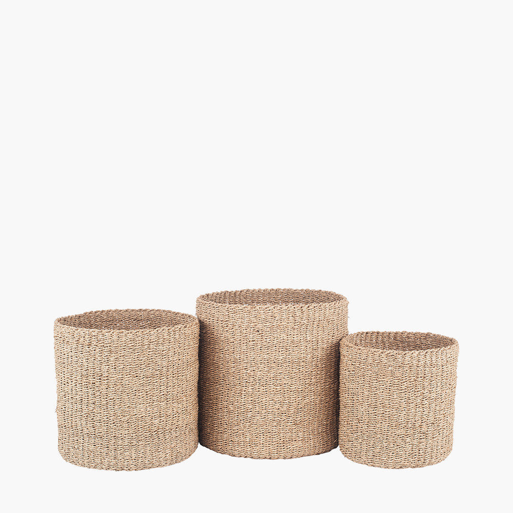 S/3 Woven Natural Seagrass Round Baskets for sale - Woodcock and Cavendish