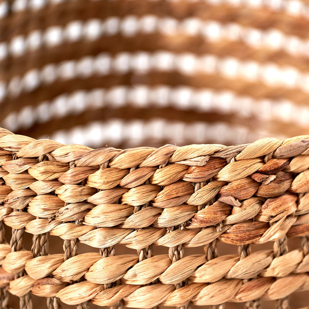 S/3 Woven Water Hyacinth Round Stripe Detail Baskets for sale - Woodcock and Cavendish
