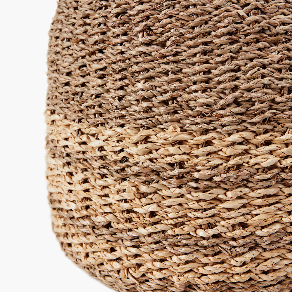 S/3 Woven 2-Tone Natural Seagrass and Palm Leaf Round Baskets for sale - Woodcock and Cavendish