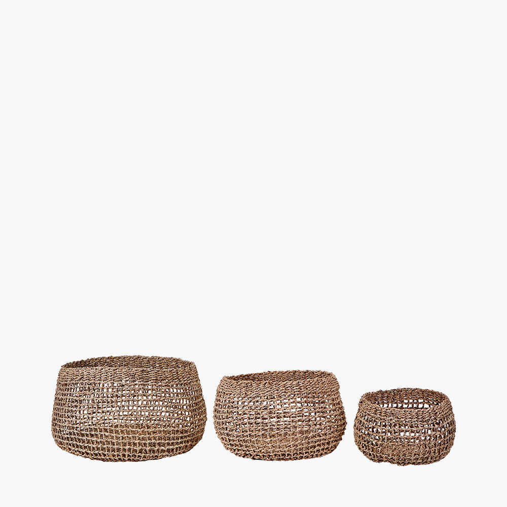 S/3 Open Weave Seagrass Round Baskets for sale - Woodcock and Cavendish