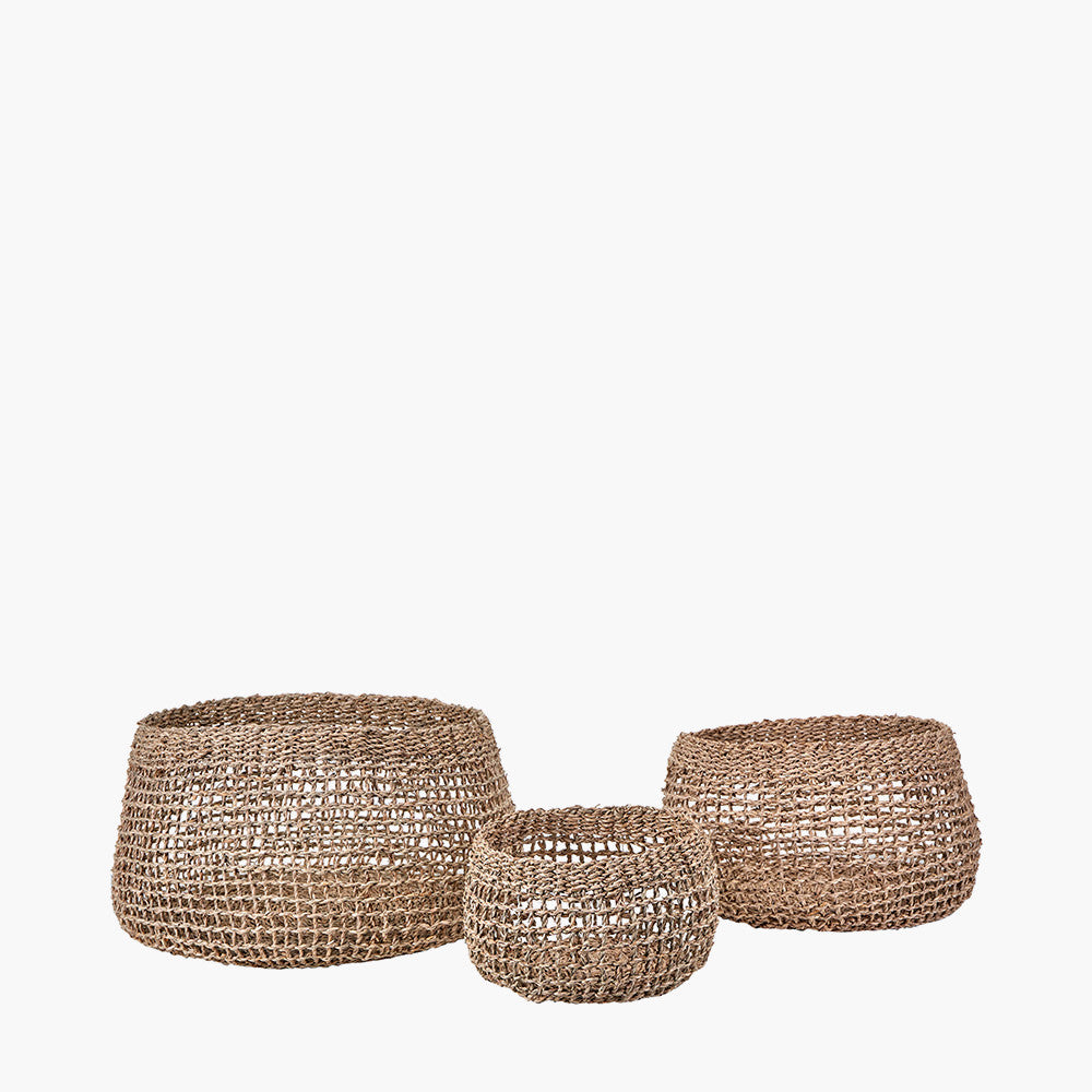 S/3 Open Weave Seagrass Round Baskets for sale - Woodcock and Cavendish