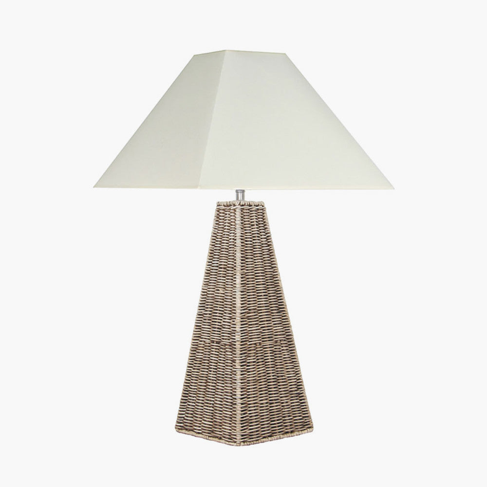 Seacomb Rattan Pyramid Table Lamp for sale - Woodcock and Cavendish