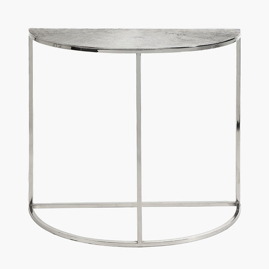 Gingko Silver Metal Half Moon Console Table