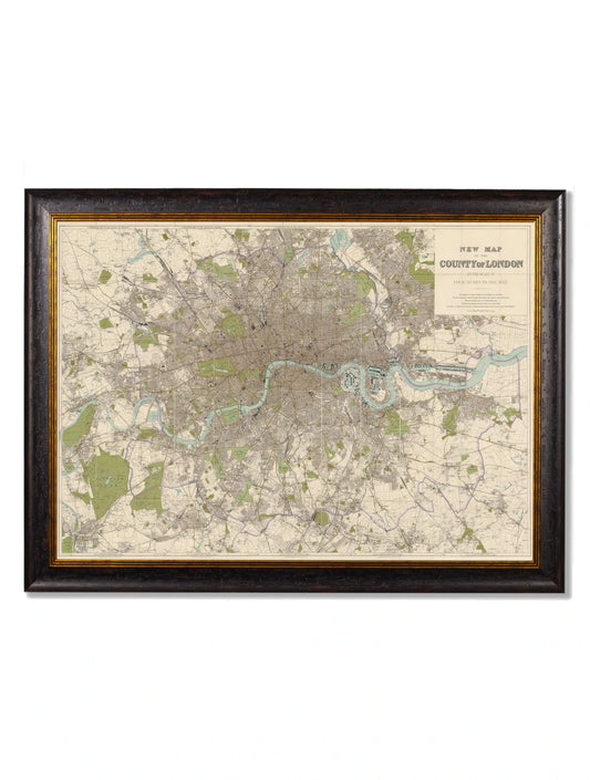 C.1905 County Map of London Frame for sale - Woodcock and Cavendish