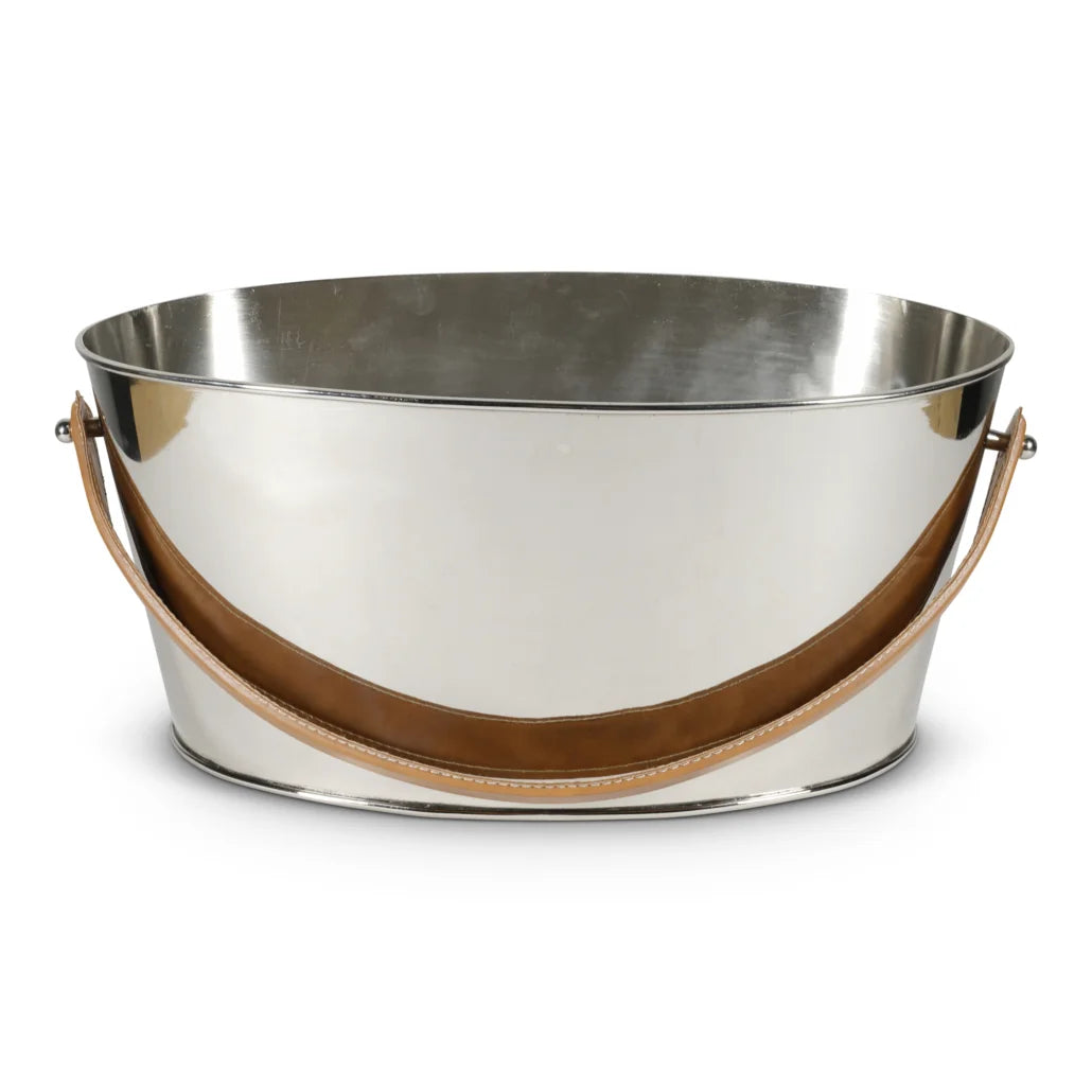 Champagne Cooler with Leather Handle – Elegant and Functional Drink Chiller