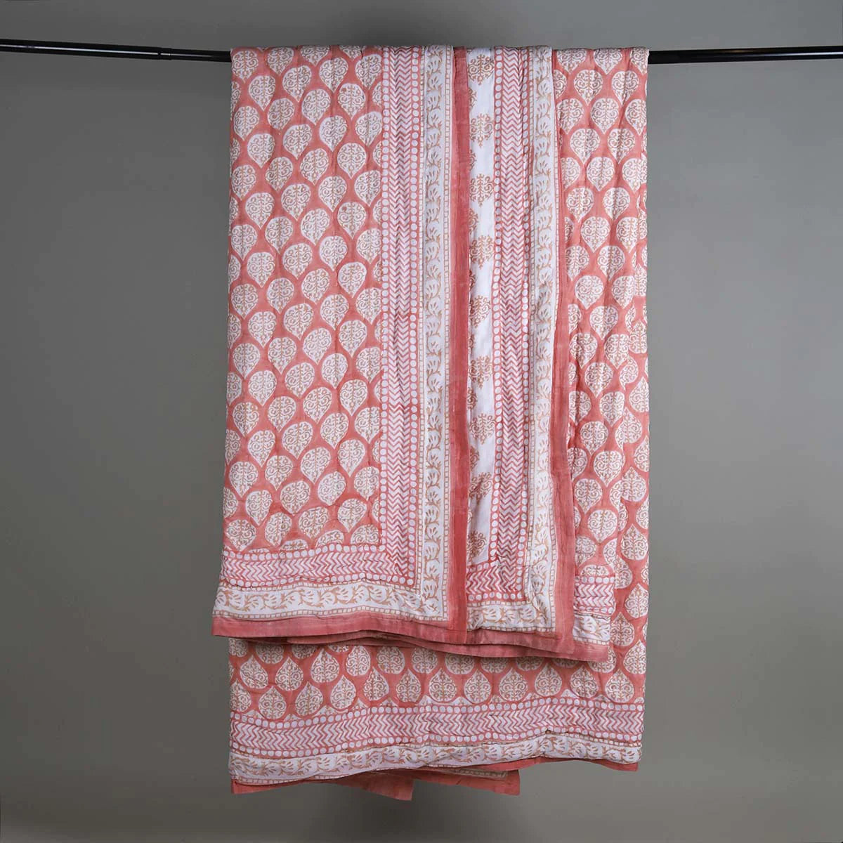 Peach Pink Rahul Quilt Cover