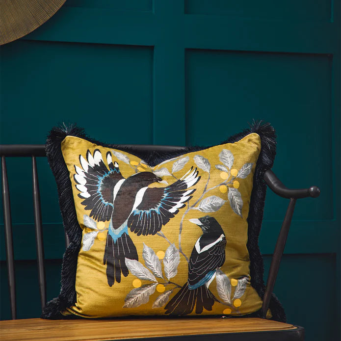 Borrowers Gold Velvet Cushion for sale - Woodcock and Cavendish