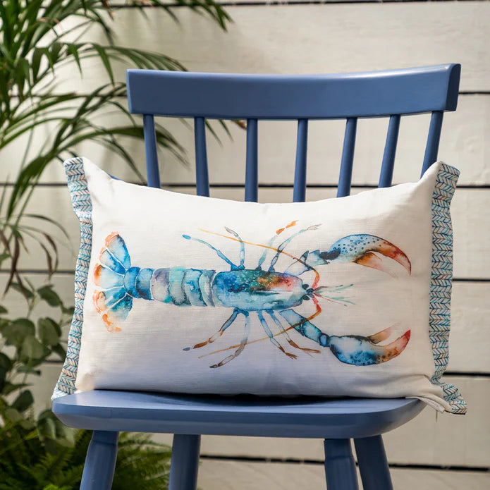 Lobster Cobalt Cushion for sale - Woodcock and Cavendish