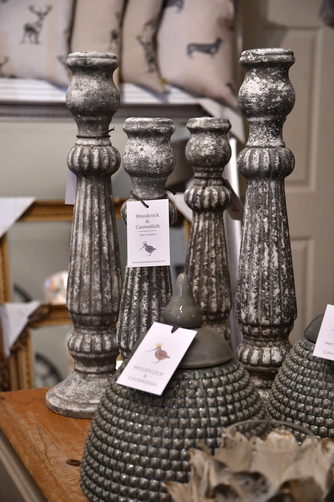 Stone Candlestick for sale - Woodcock and Cavendish